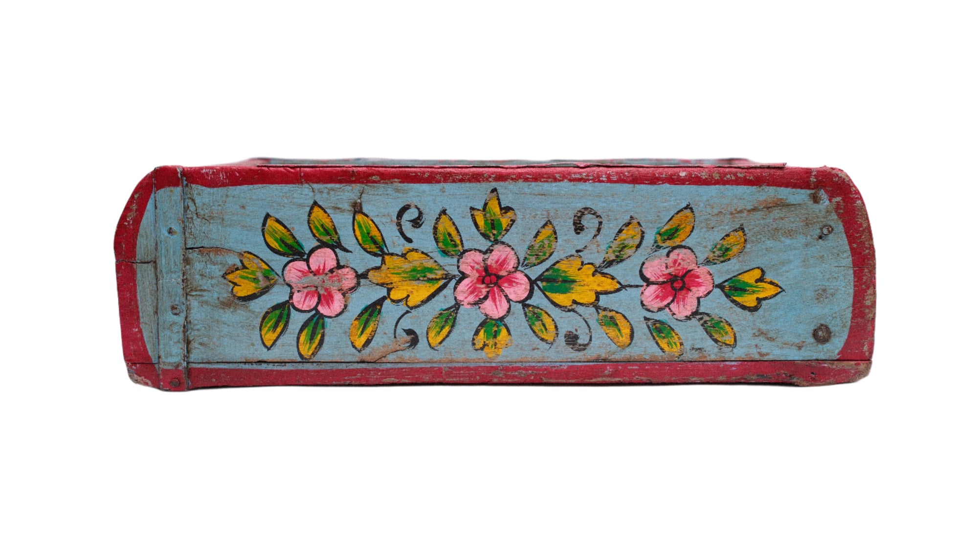 Indian Wooden Brick Mould with Floral Design – Decorative Storage