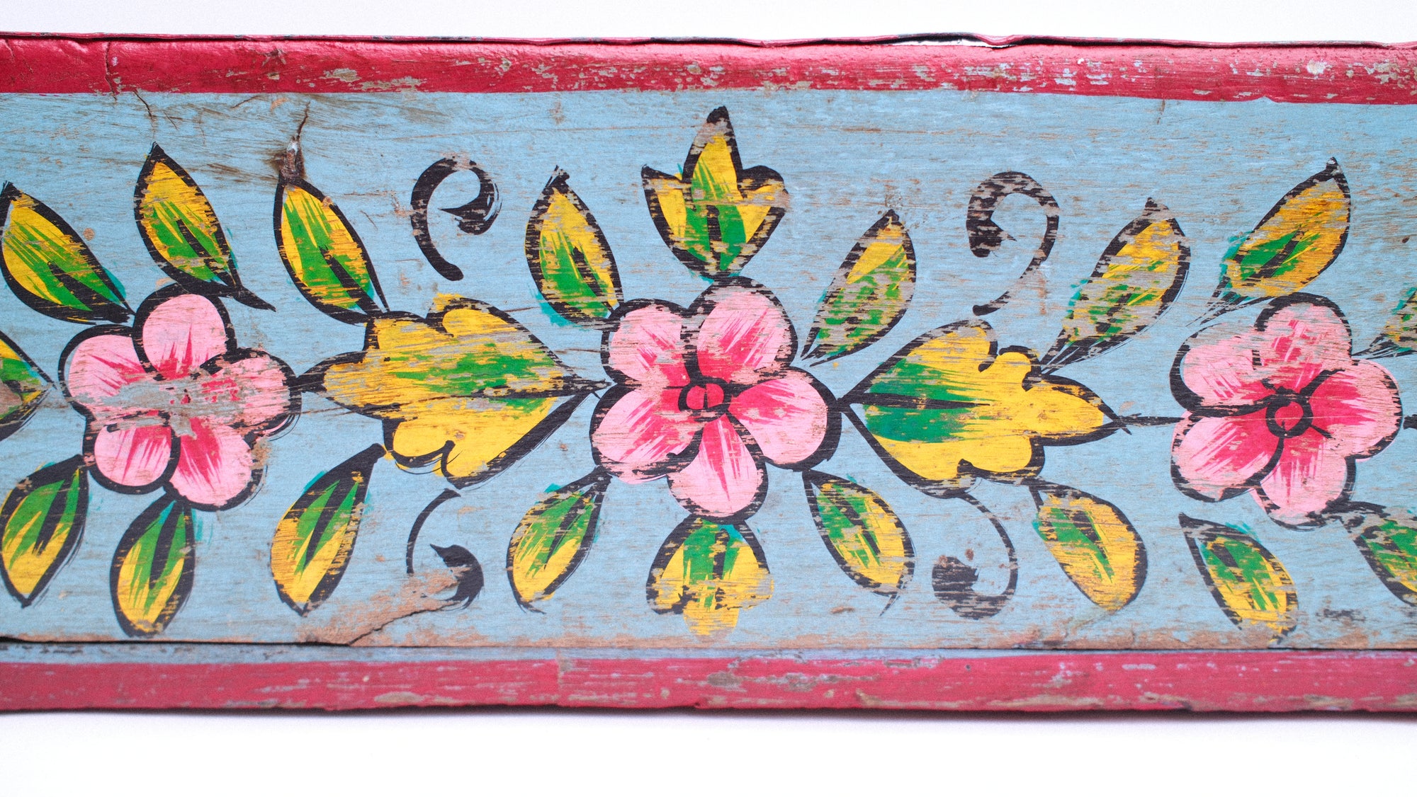 Indian Wooden Brick Mould with Floral Design – Decorative Storage