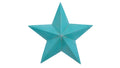 Turquoise star-shaped decorative item on a white background