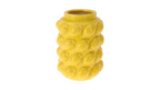 Small yellow textured lemon vase on a white background