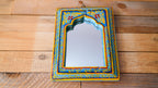 Small Hand-Painted Blue Indian Mirror – Boho Wall Art