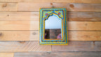 Small Hand-Painted Blue Indian Mirror – Boho Wall Art