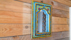Small Hand-Painted Blue Indian Mirror – Boho Wall Art