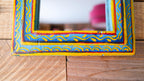 Small Hand-Painted Blue Indian Mirror – Boho Wall Art