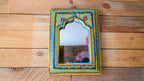 Small Hand-Painted Blue Indian Mirror – Boho Wall Art