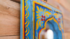 Small Hand-Painted Blue Indian Mirror – Boho Wall Art
