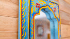 Small Hand-Painted Blue Indian Mirror – Boho Wall Art