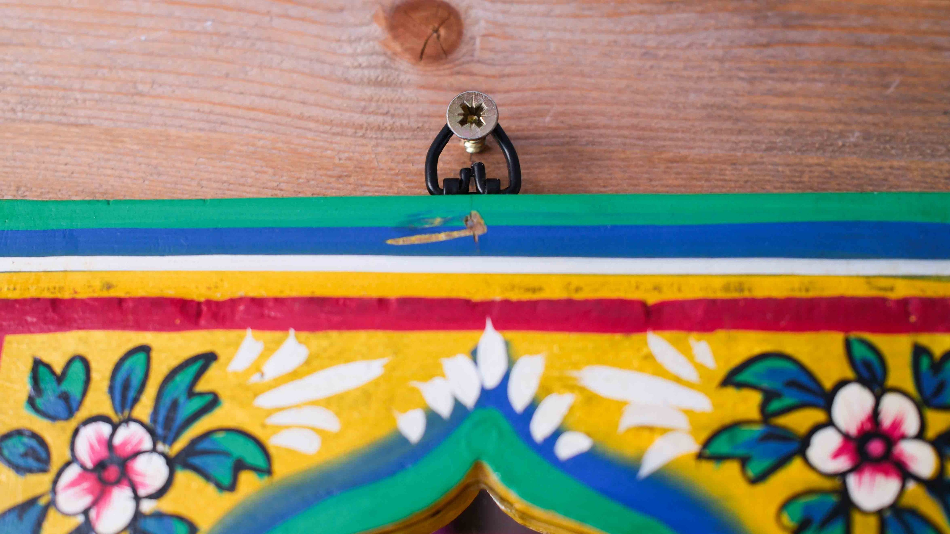 Hand-Painted Indian Arch Mirror – Colourful Boho Wooden Wall Mirror