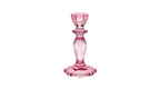 Pink glass candle holder on a white background