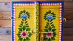 Hand Painted Indian Wooden Window Panel – Yellow Floral