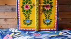 Hand Painted Indian Wooden Window Panel – Yellow Floral