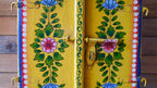 Hand Painted Indian Wooden Window Panel – Yellow Floral