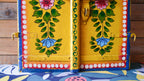 Hand Painted Indian Wooden Window Panel – Yellow Floral