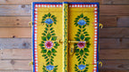 Hand Painted Indian Wooden Window Panel – Yellow Floral