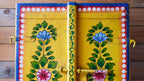 Hand Painted Indian Wooden Window Panel – Yellow Floral