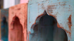 Indian Blue Arched Wooden Box – Handcrafted Distressed Boho Wall Decor