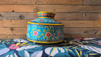 Hand-Painted Blue Indian Watering Pot | Colourful Boho Metal Planter