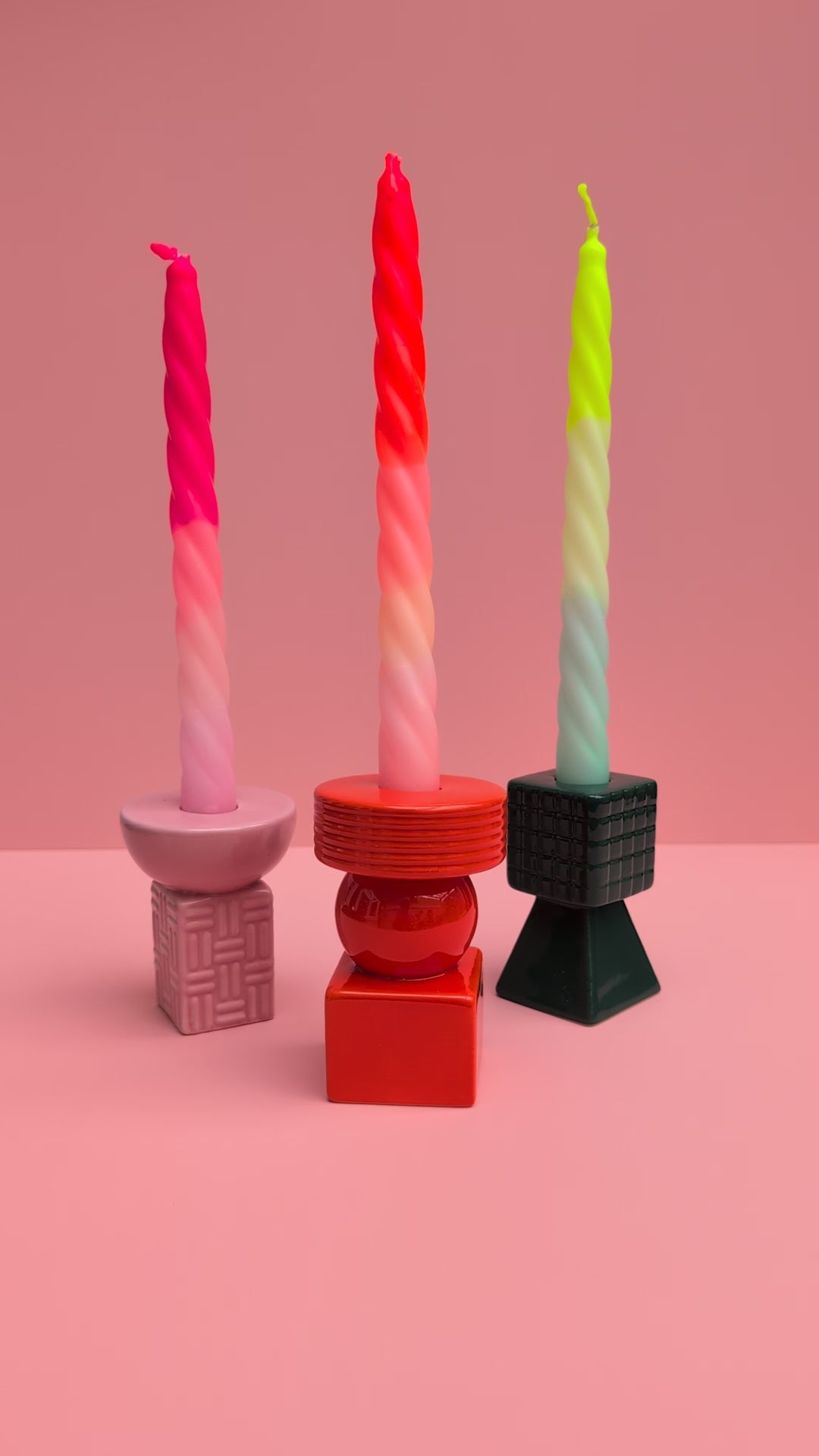 Geometric colourful candlestick holders