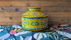 Hand-Painted Green Indian Watering Pot | Colourful Boho Metal Planter